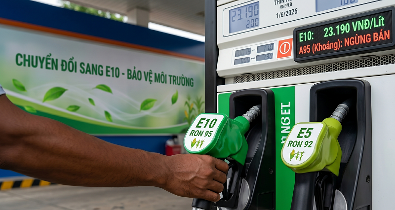 Từ 1/6/2026, xăng E10 RON95 sẽ là lựa chọn chủ đạo tại các trạm nhiên liệu, mang lại lợi ích kép về kinh tế và môi trường
